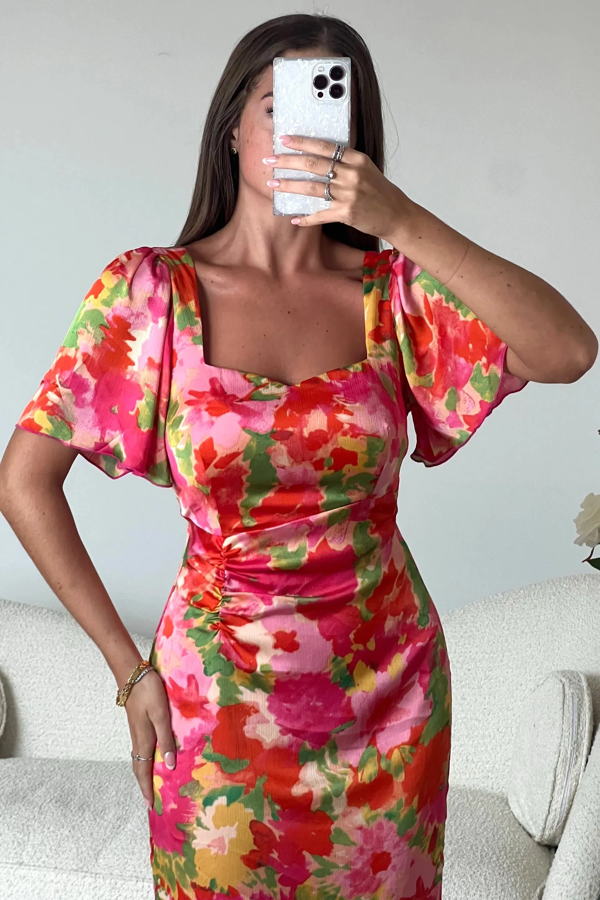 A1761 Heidi Orange Floral Dress