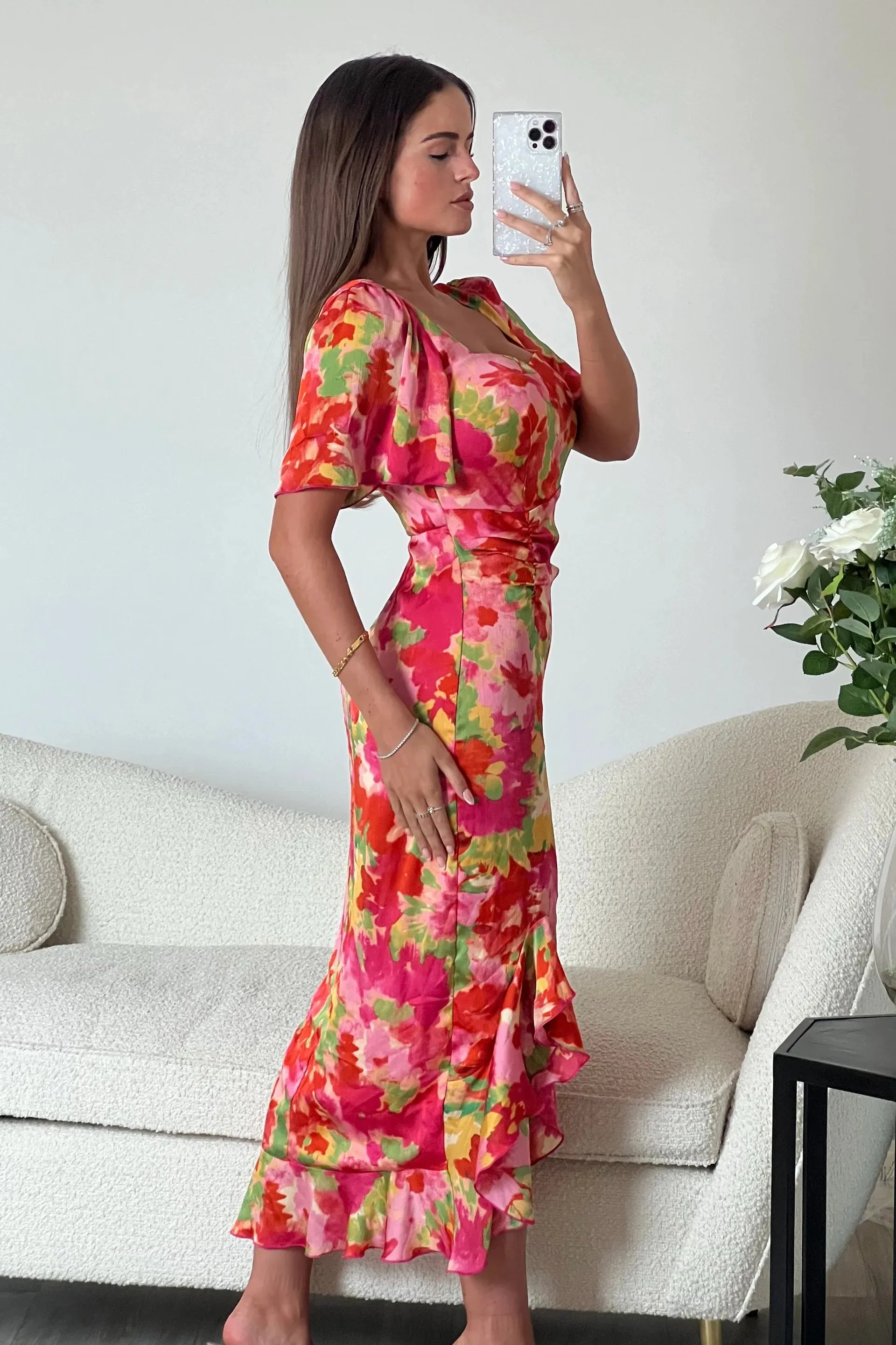 A1761 Heidi Orange Floral Dress