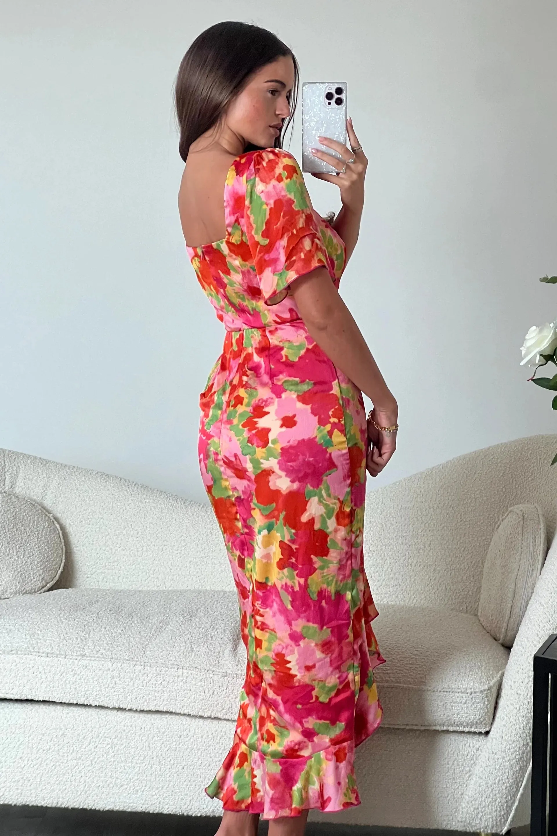 A1761 Heidi Orange Floral Dress