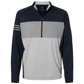 adidas Men's Collegiate Navy/Grey Three Heather/Grey Two 3-Stripes Competition Quarter-Zip Pullover