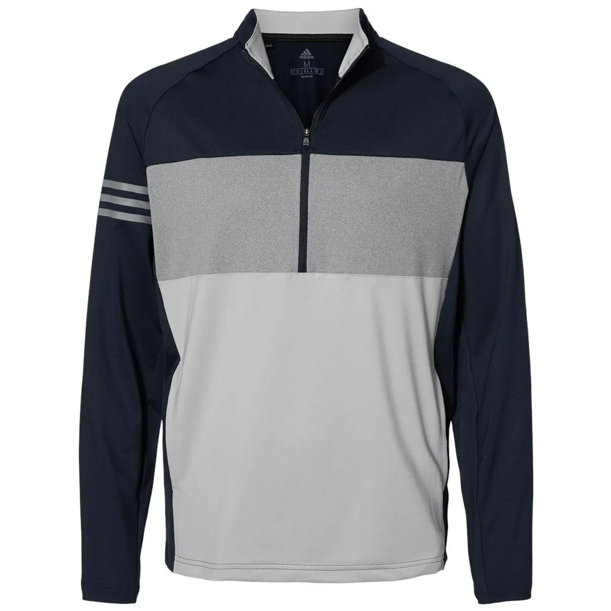 adidas Men's Collegiate Navy/Grey Three Heather/Grey Two 3-Stripes Competition Quarter-Zip Pullover