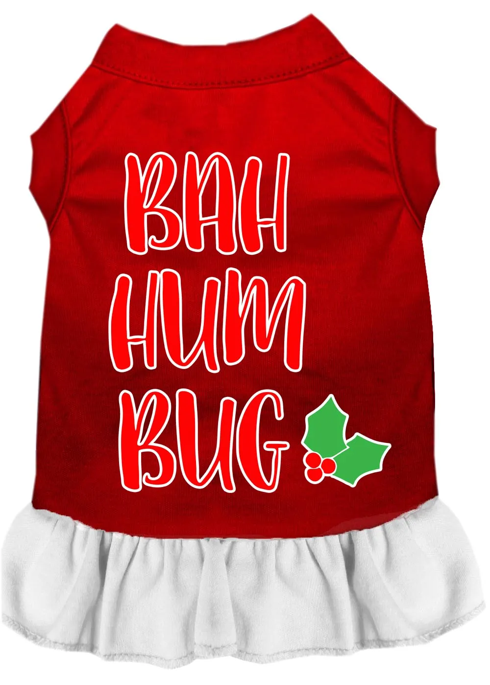 Bah Humbug Screen Print Dog Dress Red With White Xxxl