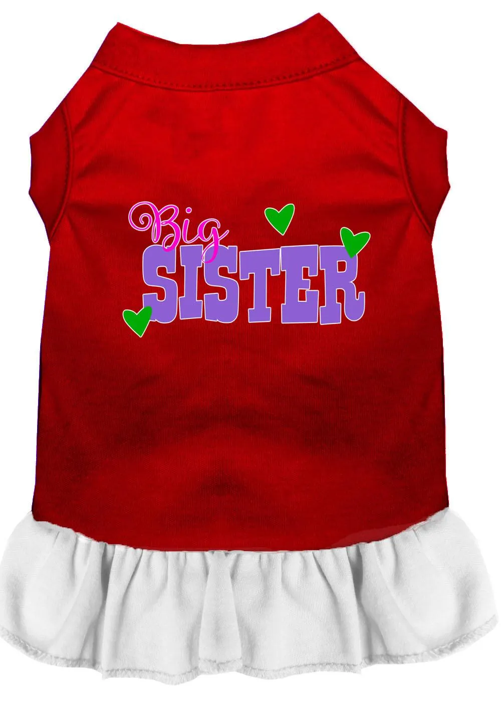 Big Sister Screen Print Dog Dress Red With White Sm