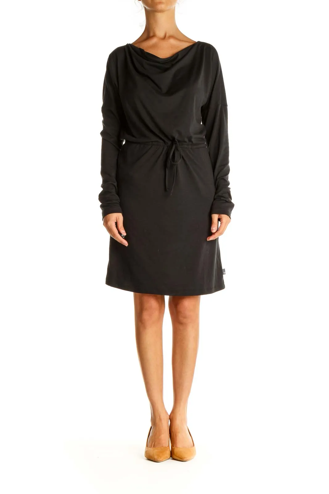 Black Solid Sporty Sheath Dress