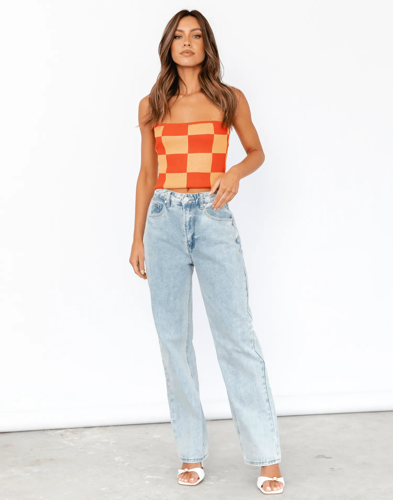Blake Strapless Top (Red/Orange) all