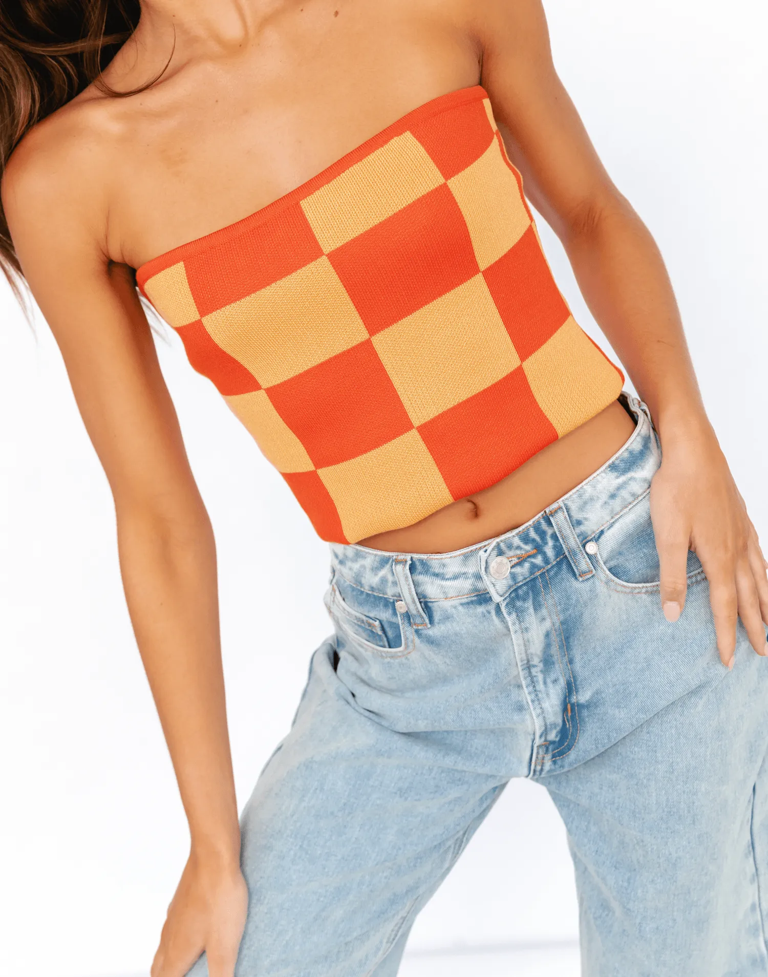 Blake Strapless Top (Red/Orange) all