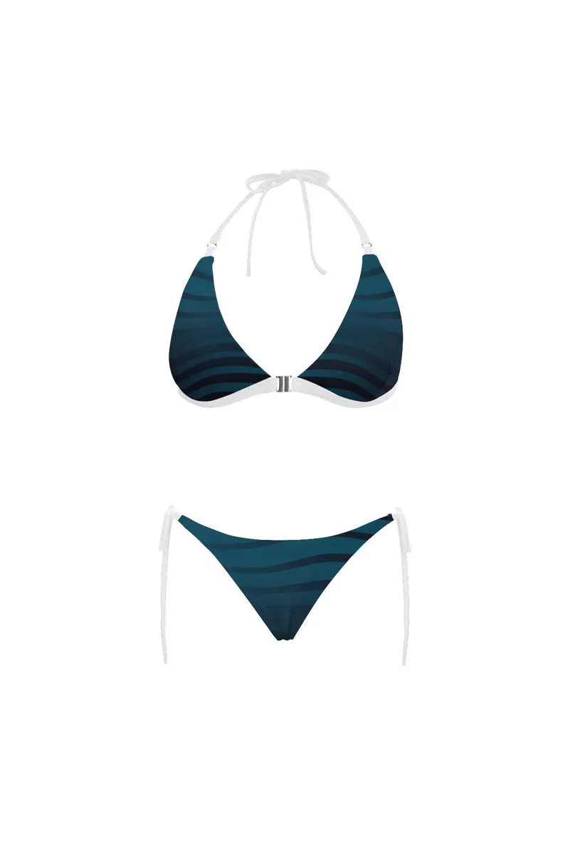 Blue Tiburon Buckle Front Halter Bikini Swimsuit