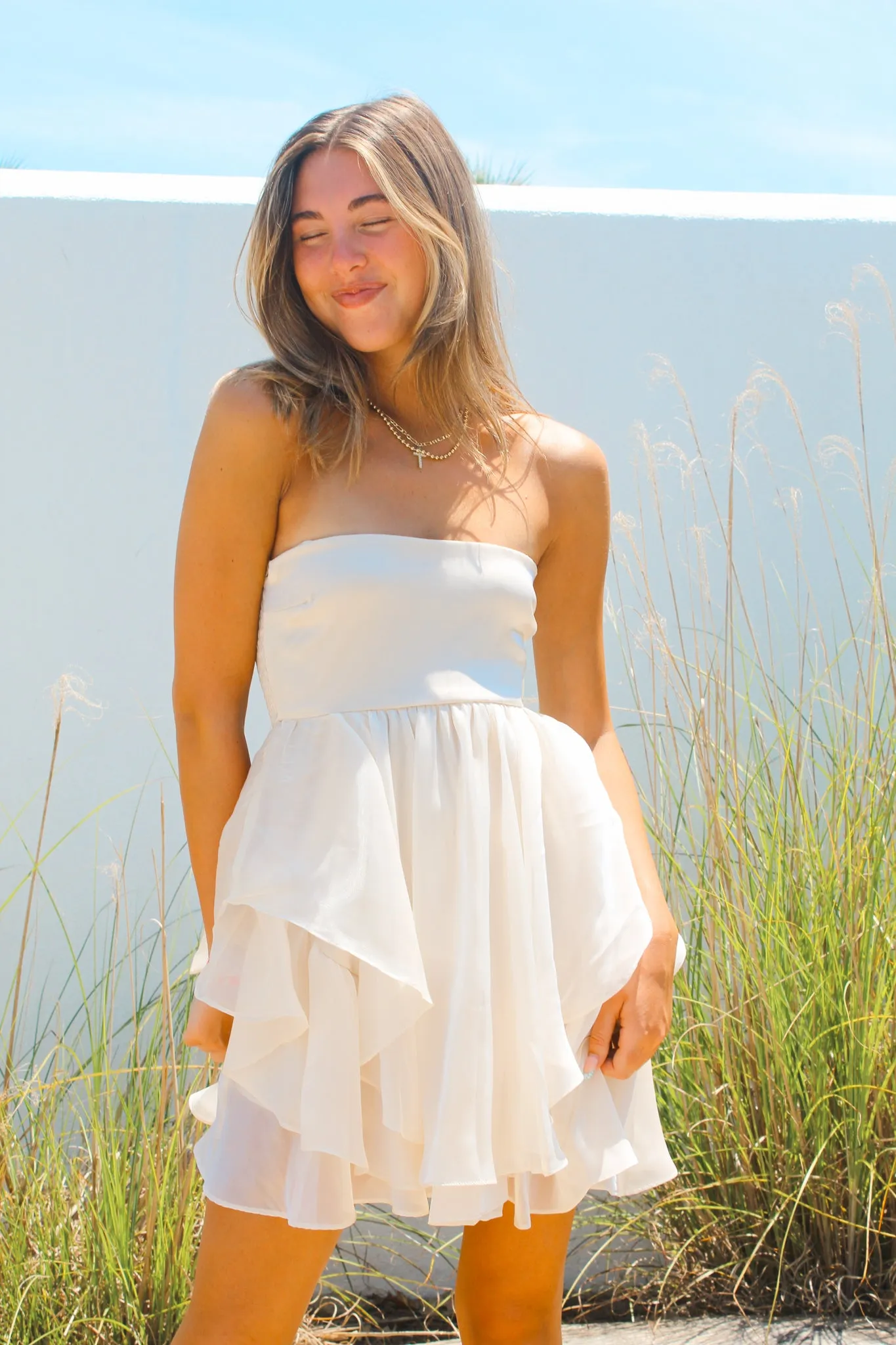 Cascade Ruffle Mini Dress