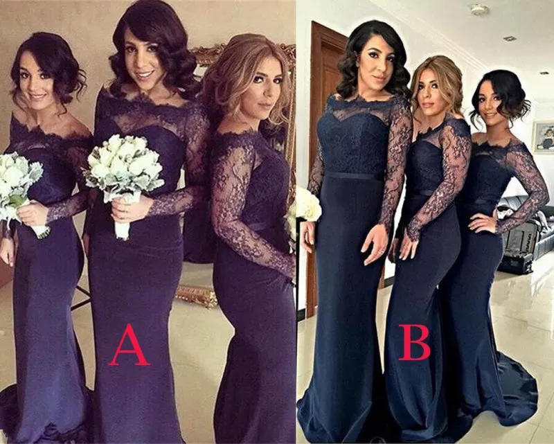 Chic Long Sleeves Long Bridesmaid Dress
