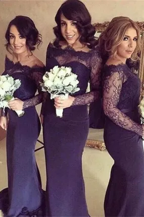 Chic Long Sleeves Long Bridesmaid Dress