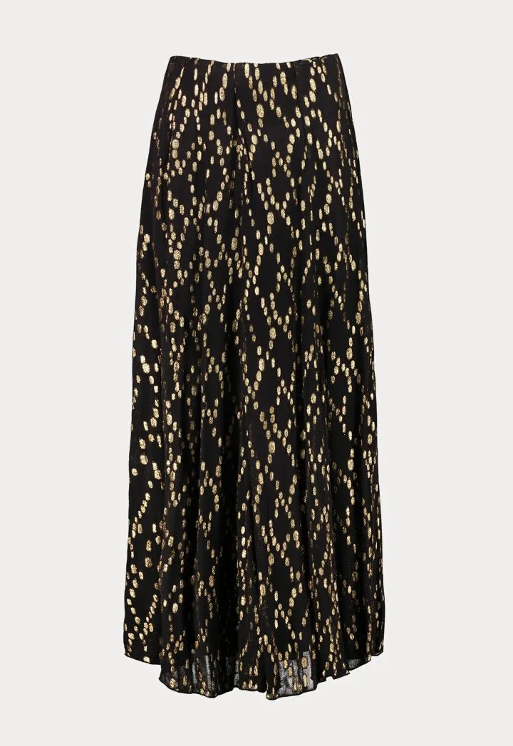 Choice Gold Lurex Oval Pattern Skirt Black