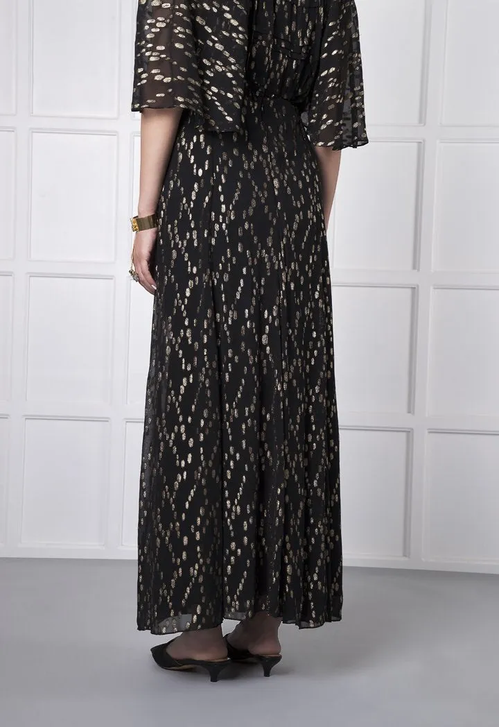 Choice Gold Lurex Oval Pattern Skirt Black