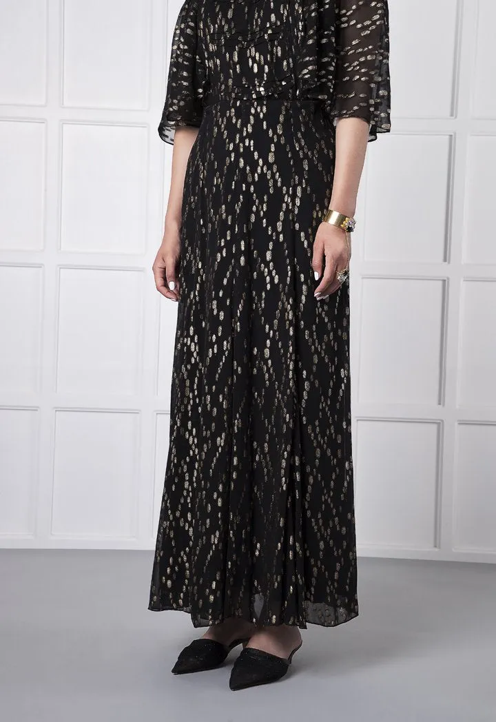 Choice Gold Lurex Oval Pattern Skirt Black