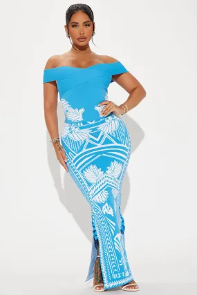 Cierra Bandage Skirt Set - Blue/combo