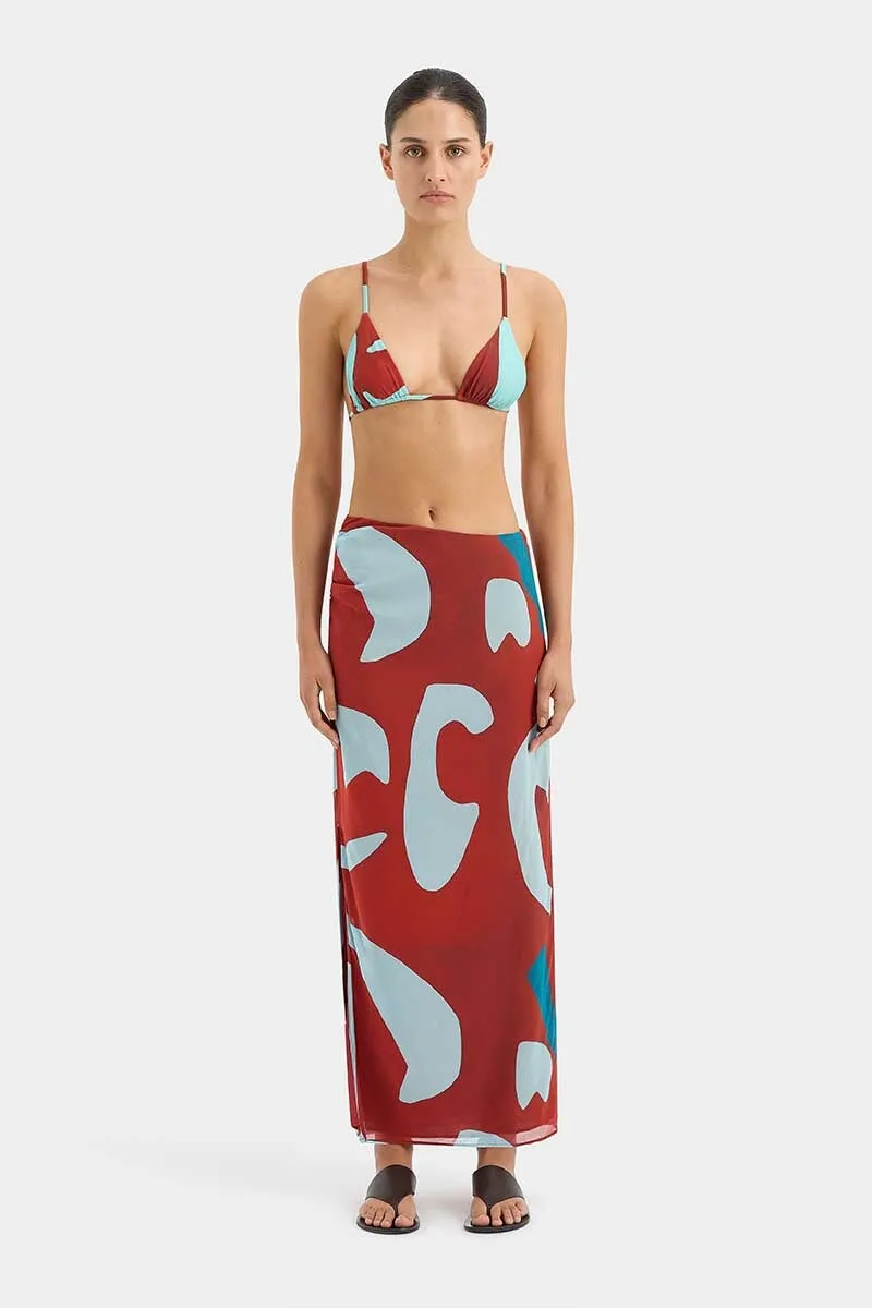 FRANKIE GATHERED MIDI SKIRT-RUBY REFLECTION