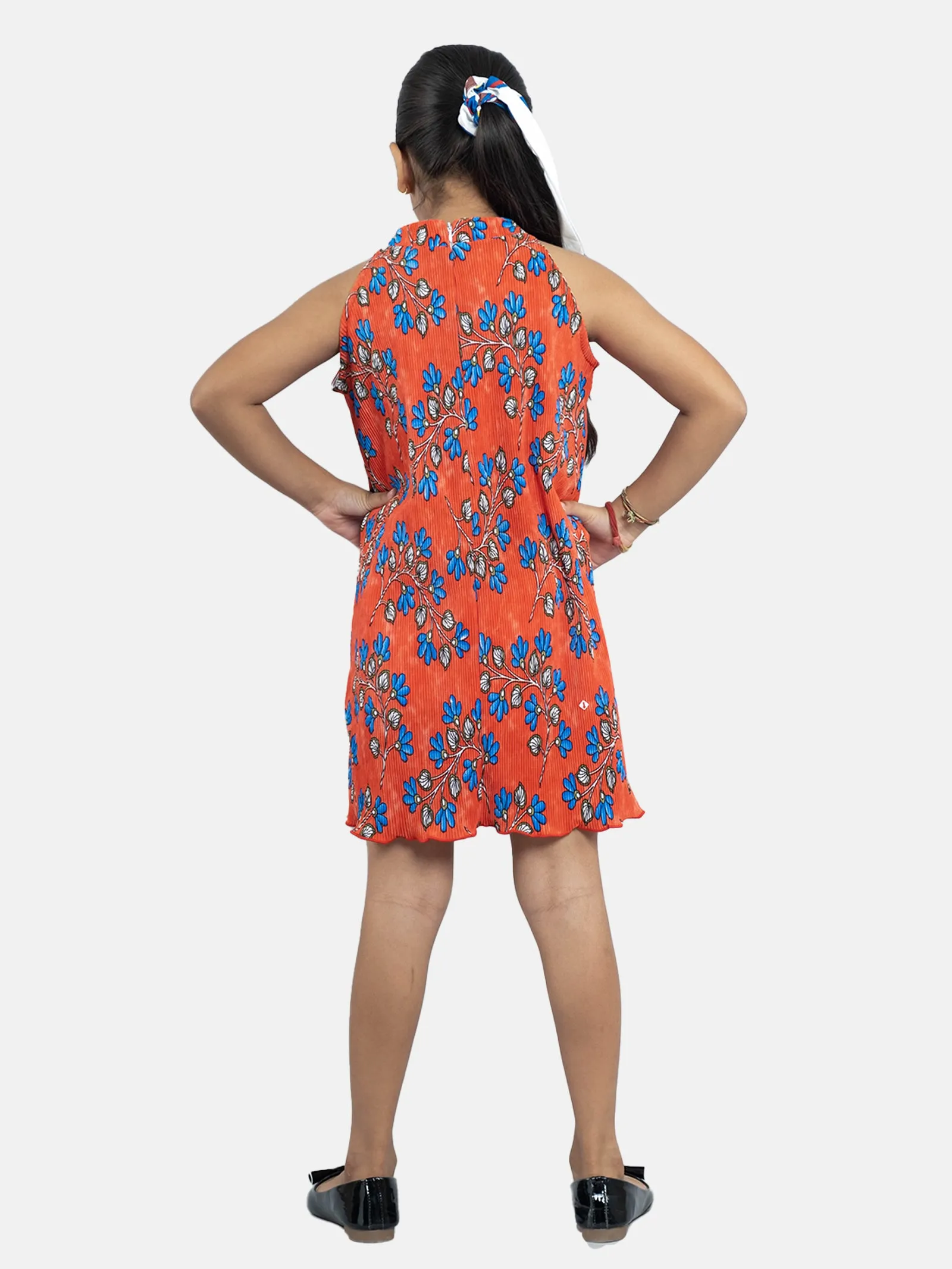 Girls Pleated Halter Neck Dress