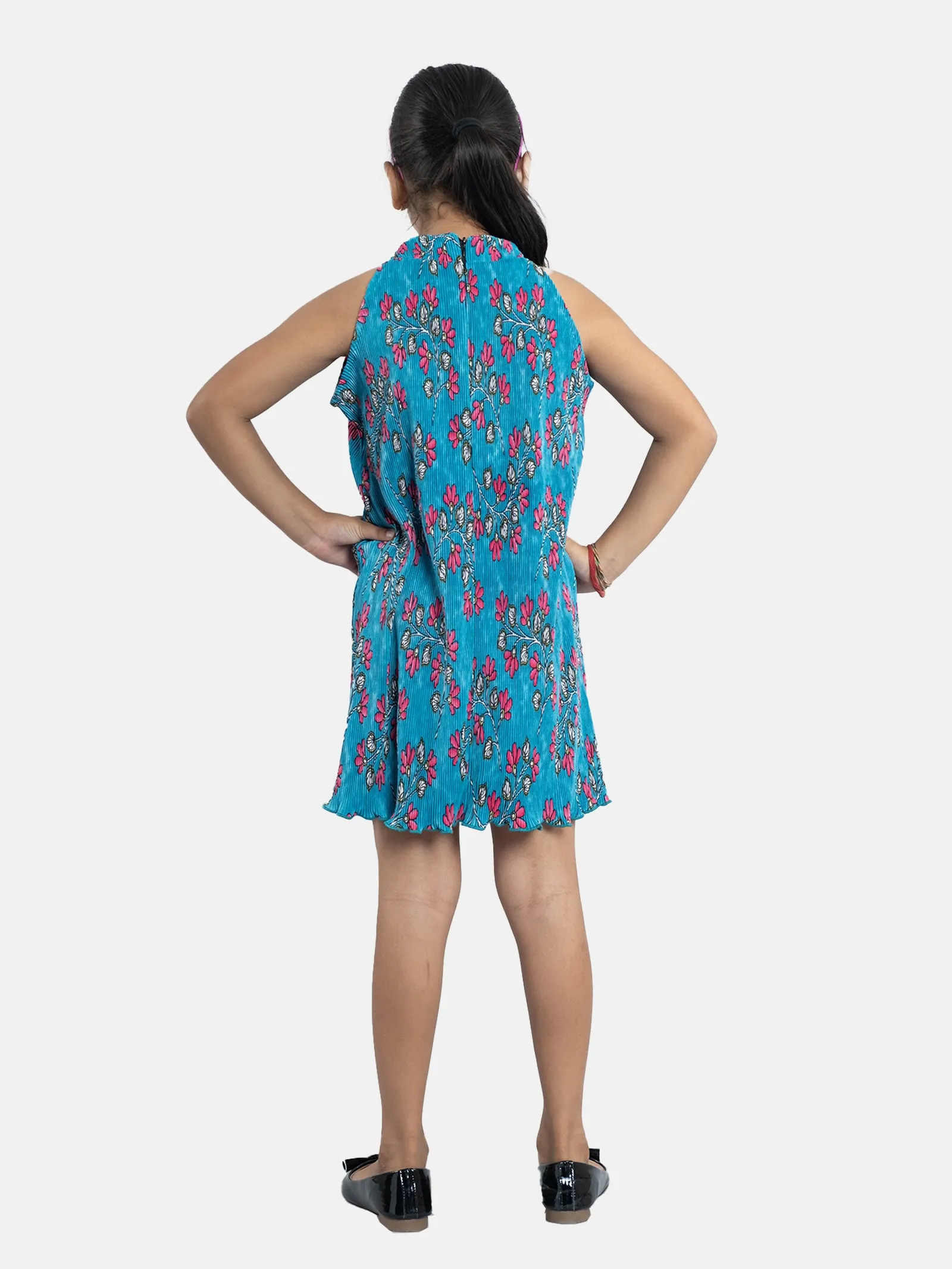 Girls Pleated Halter Neck Dress