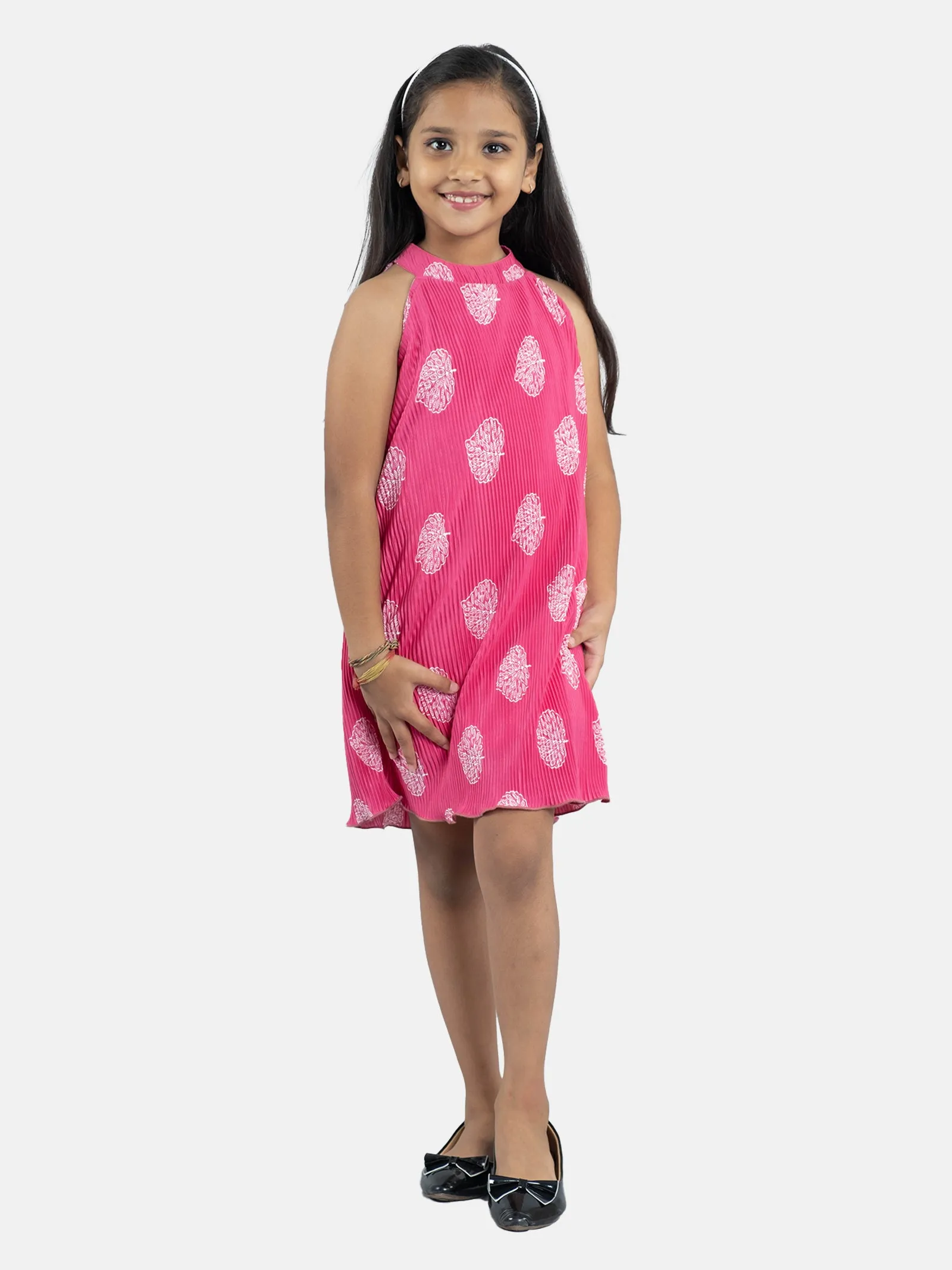 Girls Pleated Halter Neck Dress