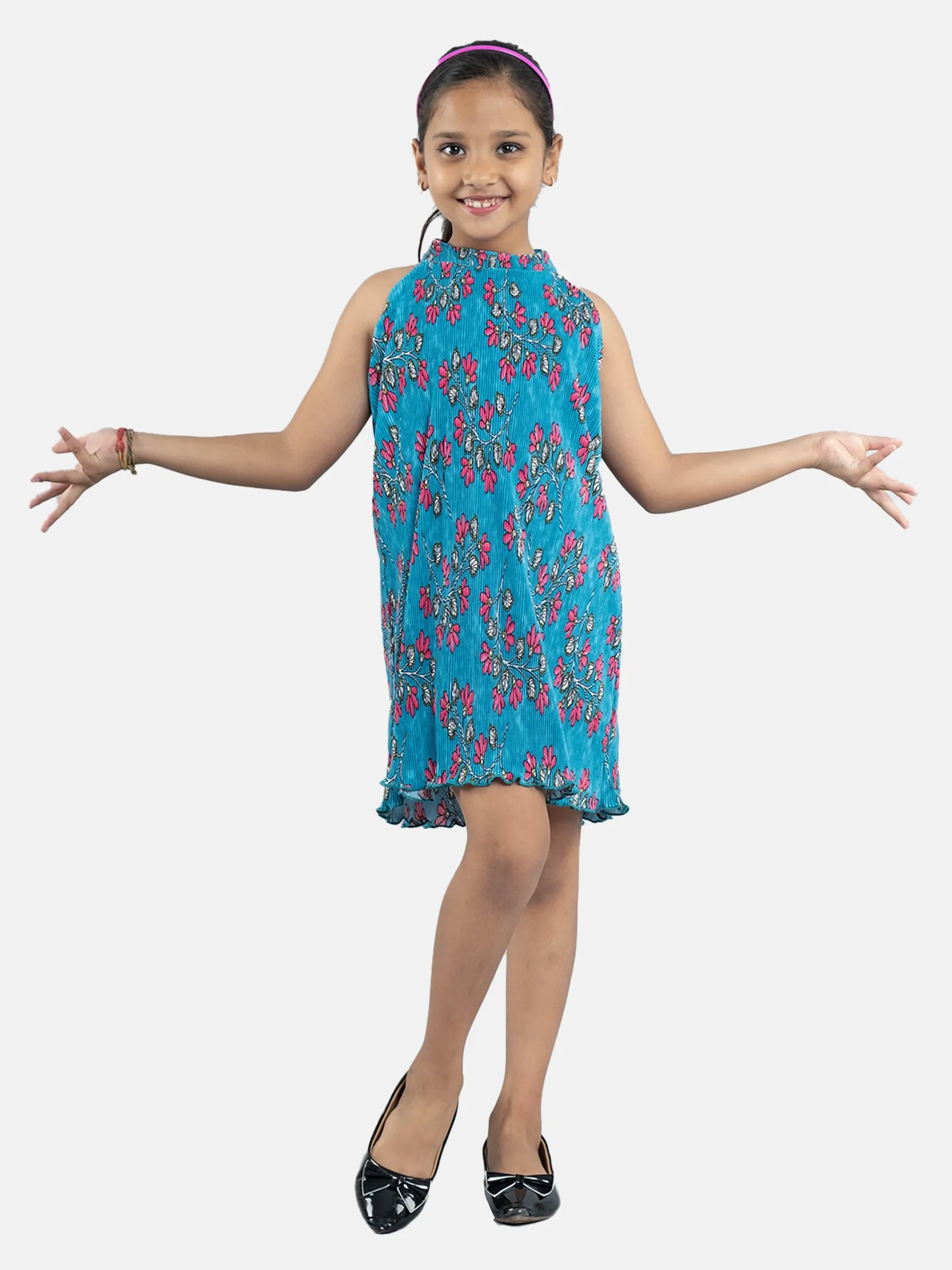 Girls Pleated Halter Neck Dress