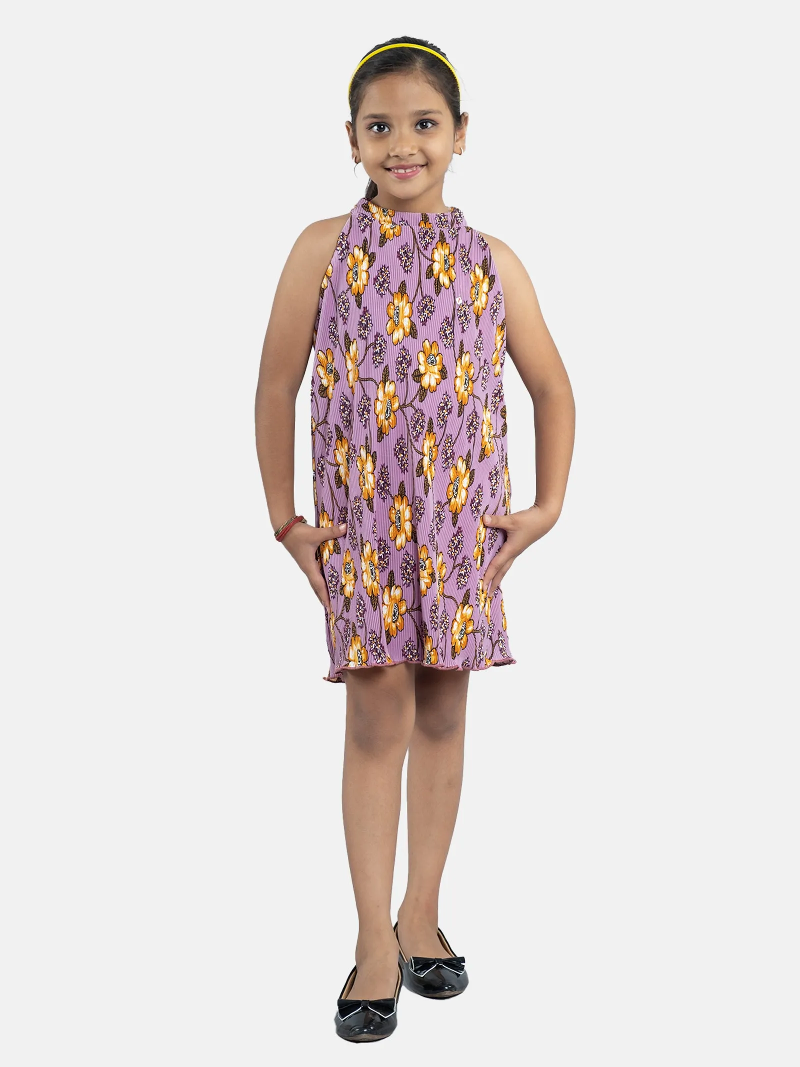 Girls Pleated Halter Neck Dress
