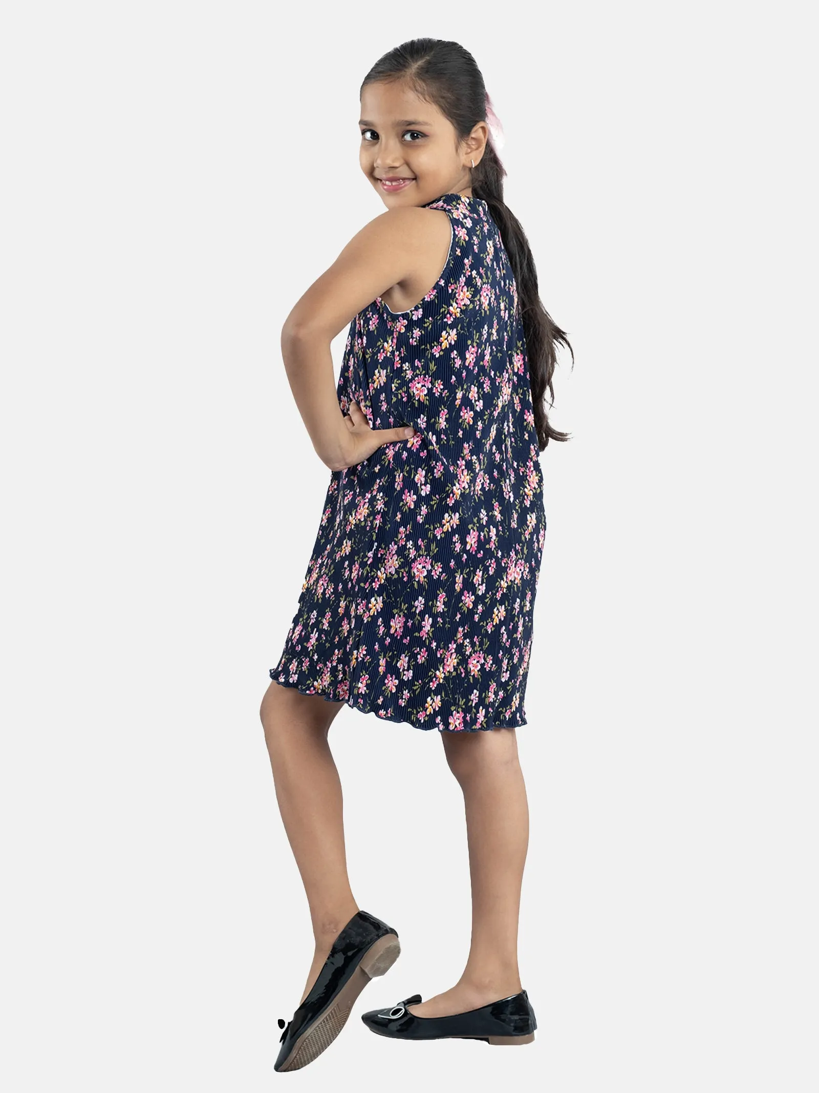 Girls Pleated Halter Neck Dress