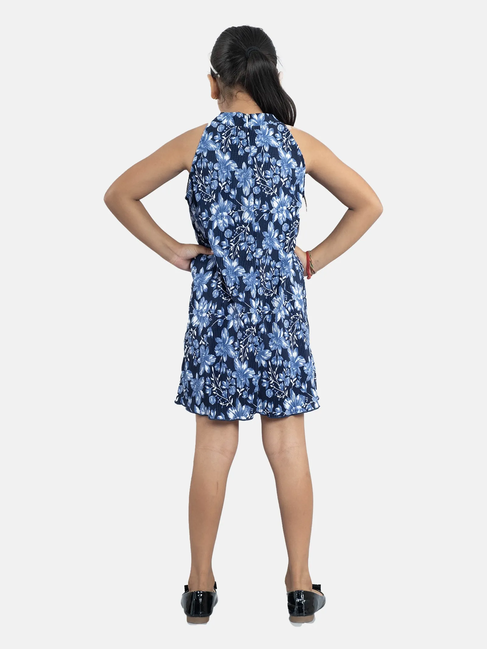 Girls Pleated Halter Neck Dress