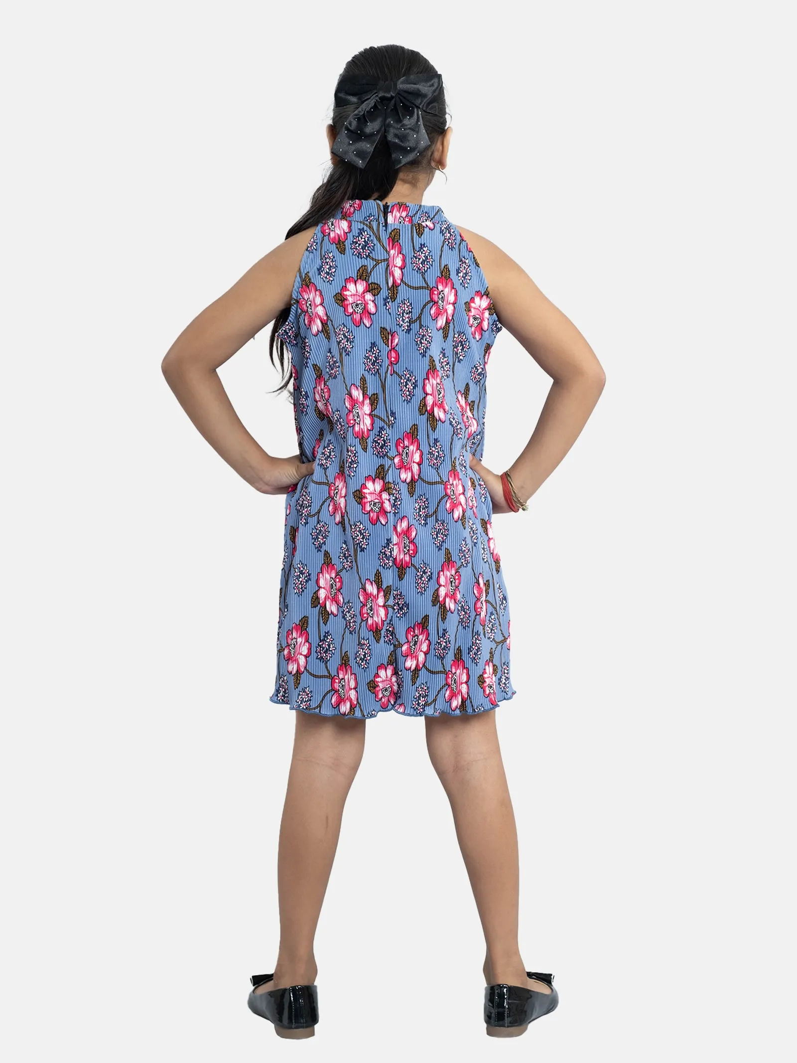 Girls Pleated Halter Neck Dress