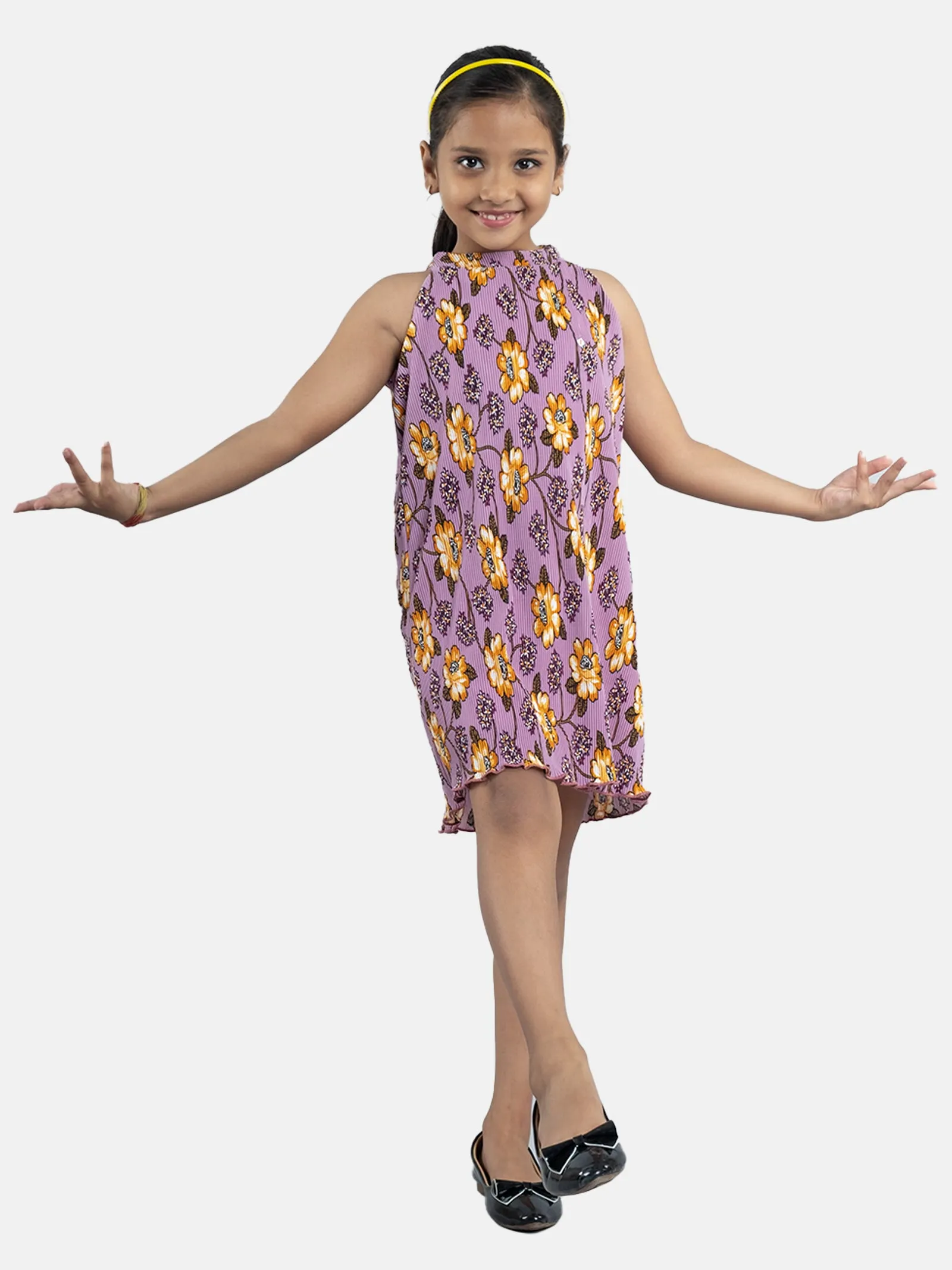 Girls Pleated Halter Neck Dress