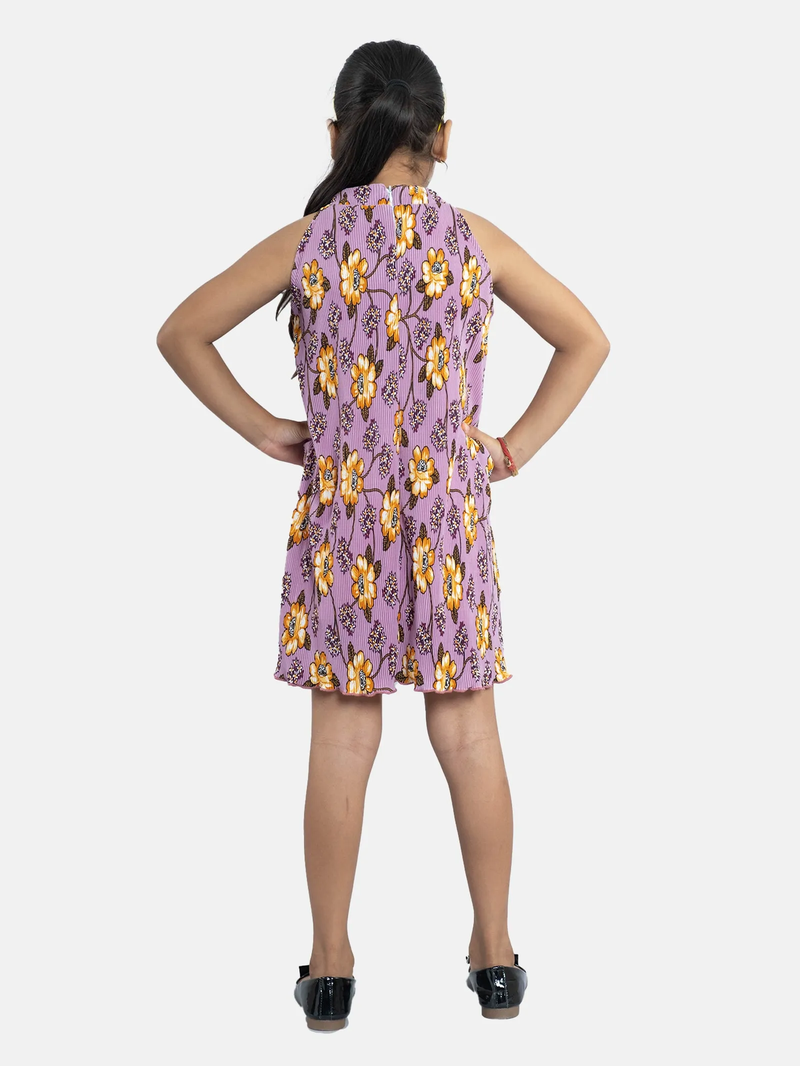 Girls Pleated Halter Neck Dress