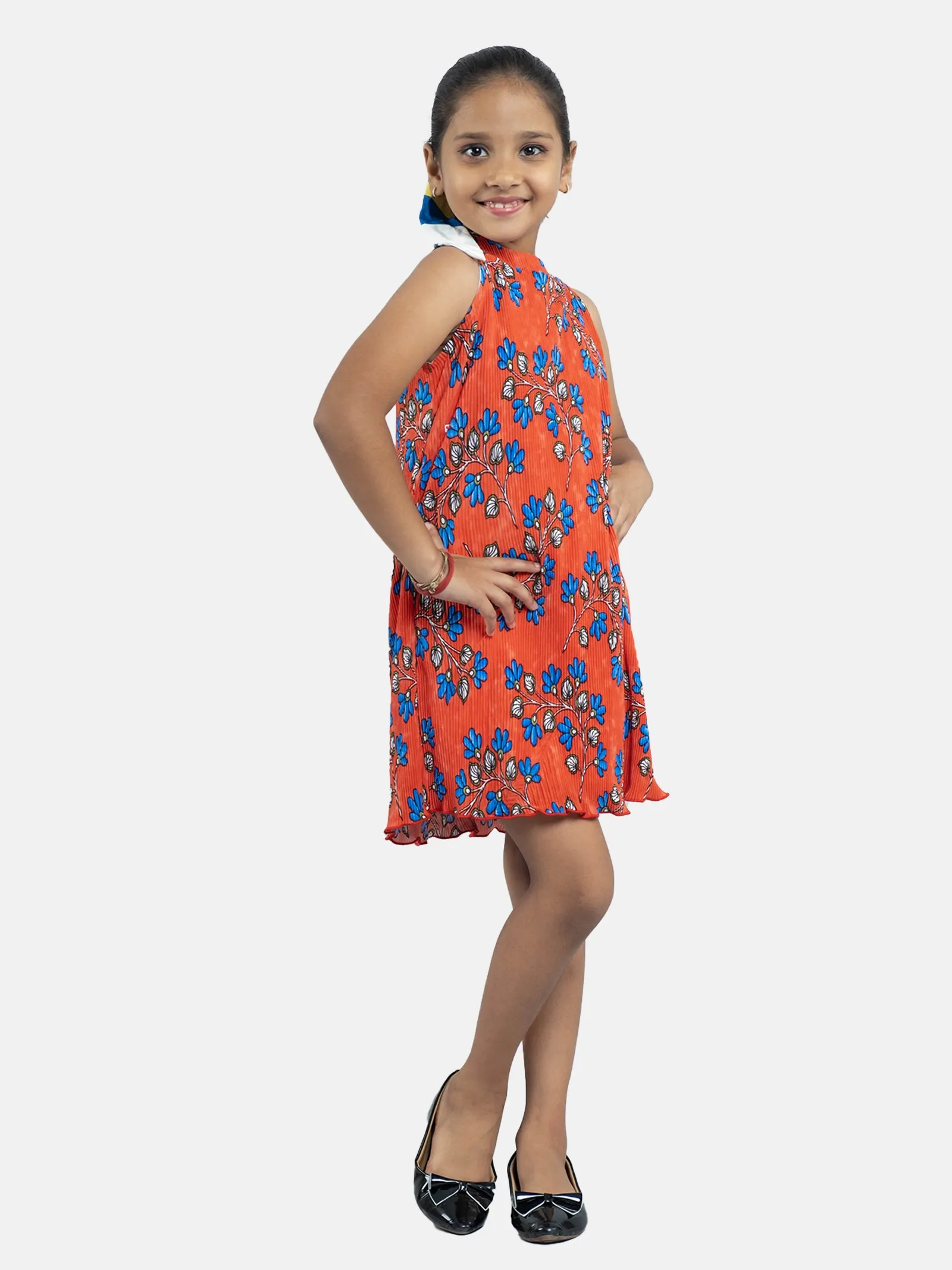 Girls Pleated Halter Neck Dress