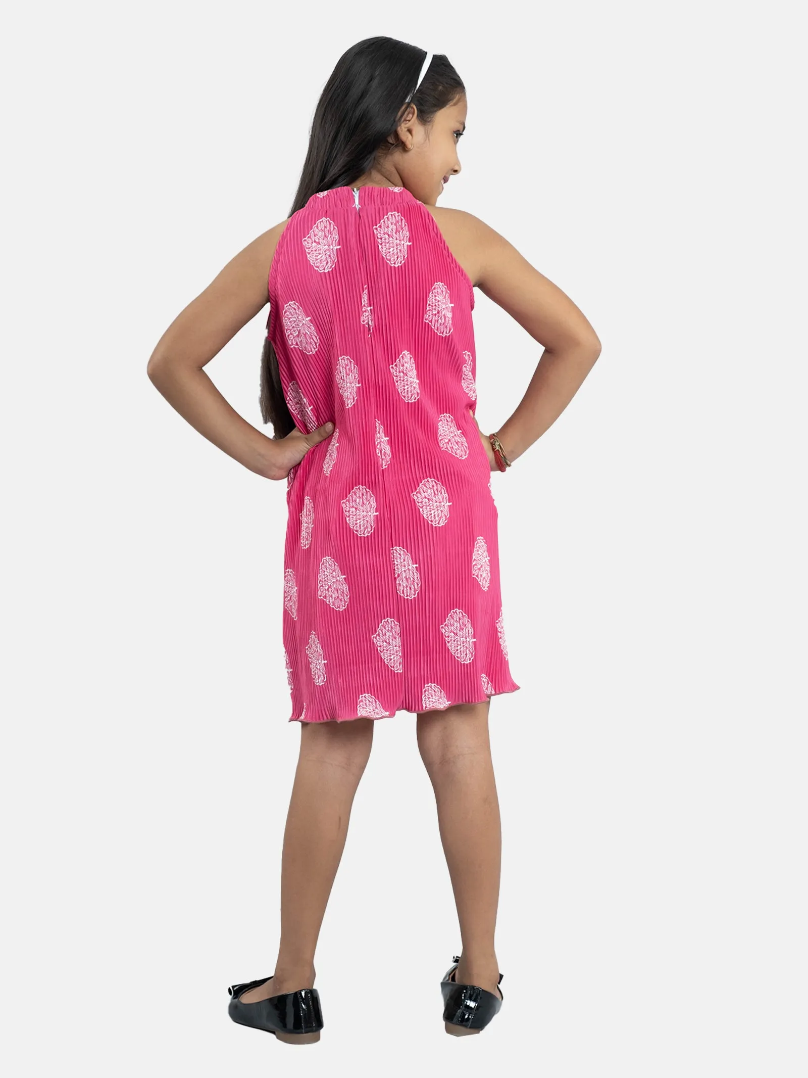 Girls Pleated Halter Neck Dress