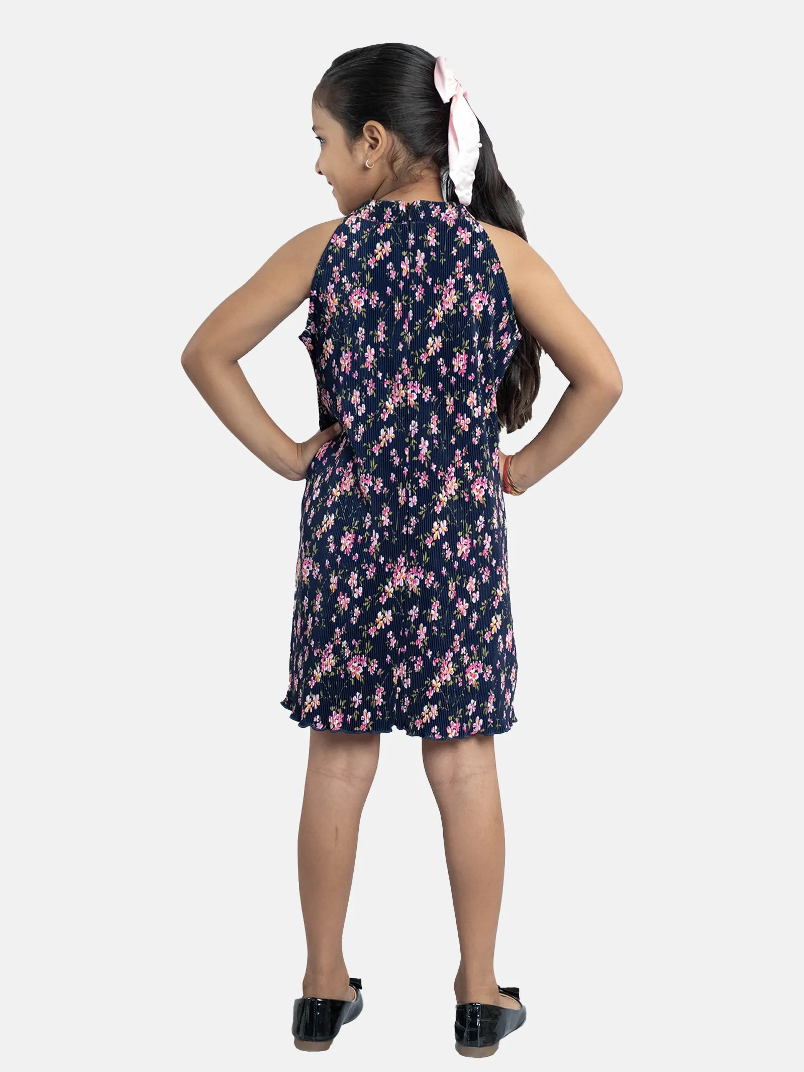 Girls Pleated Halter Neck Dress
