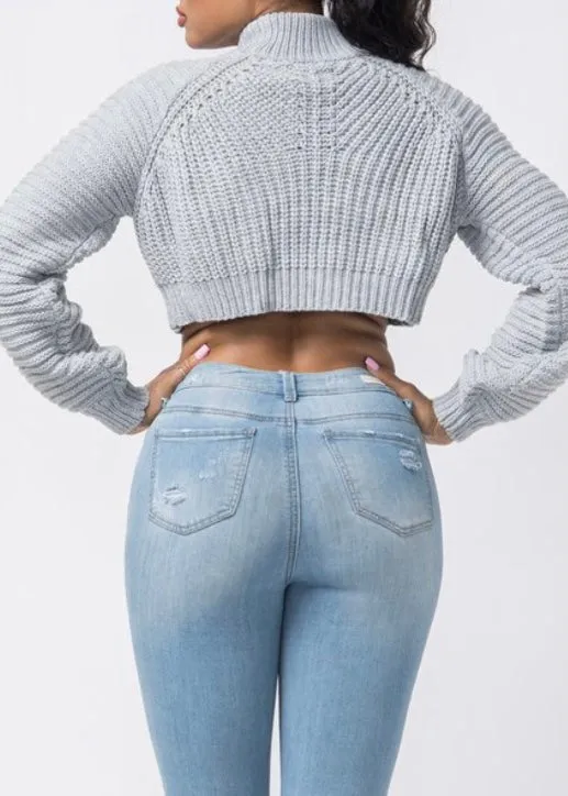 Hera Collection Mock Neck Sweater (Heather Grey) 22600