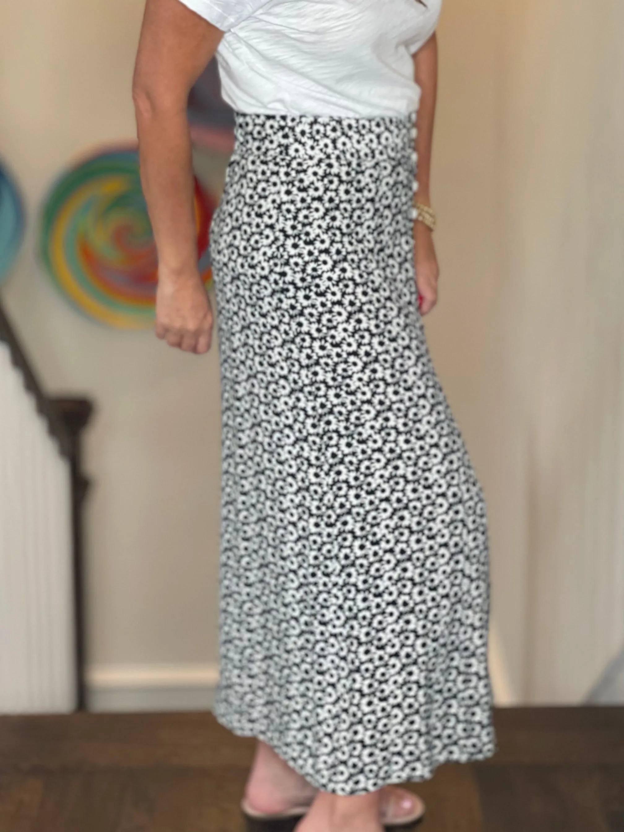 Karen Kane Button Front Midi Skirt