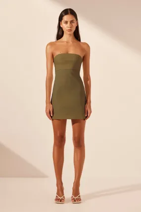 LANI STRAPLESS MINI DRESS - ARMY GREEN