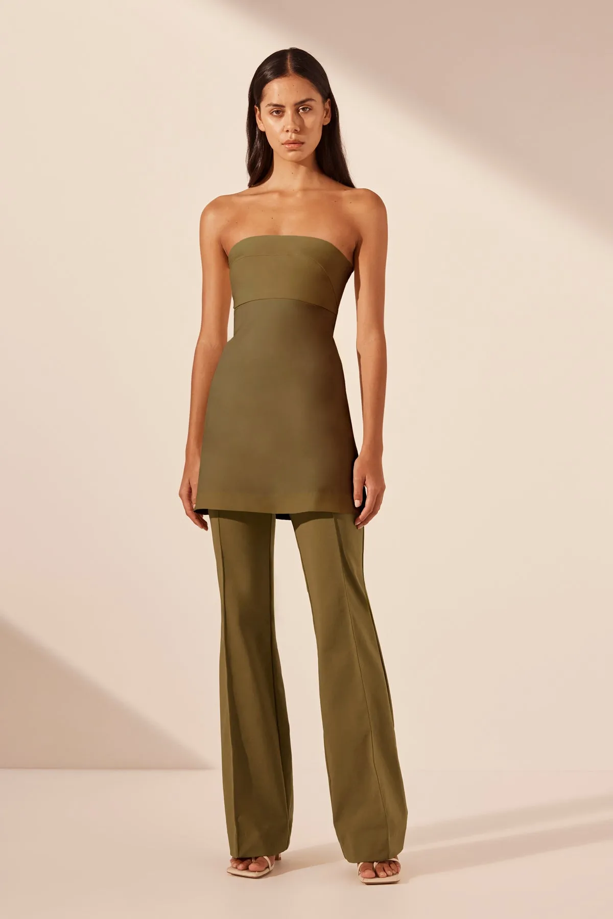 LANI STRAPLESS MINI DRESS - ARMY GREEN