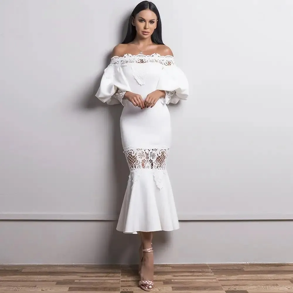 Lantern Mermaid Elegant Lace Dress