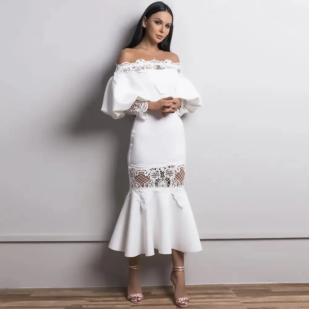 Lantern Mermaid Elegant Lace Dress