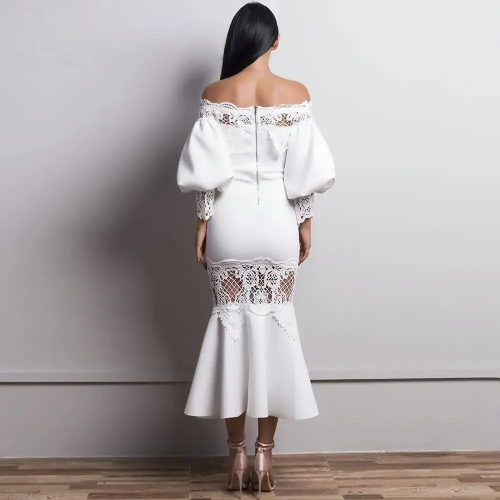 Lantern Mermaid Elegant Lace Dress