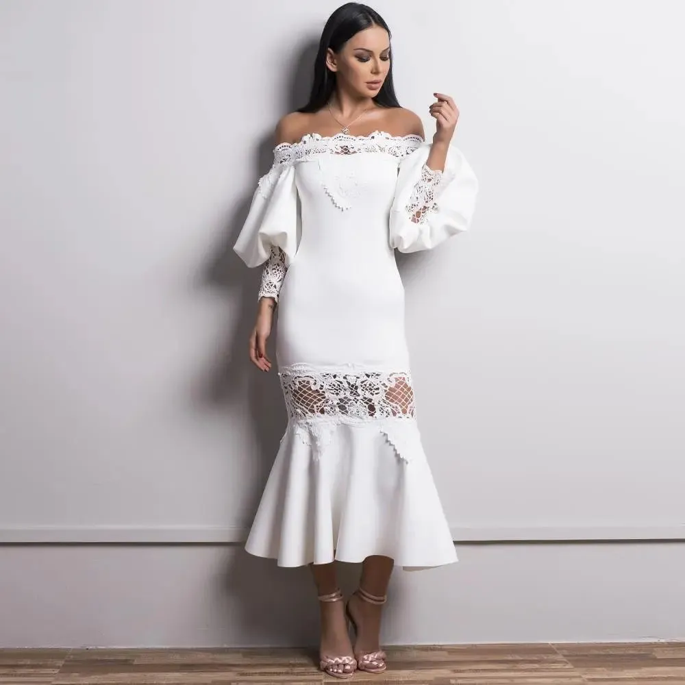 Lantern Mermaid Elegant Lace Dress