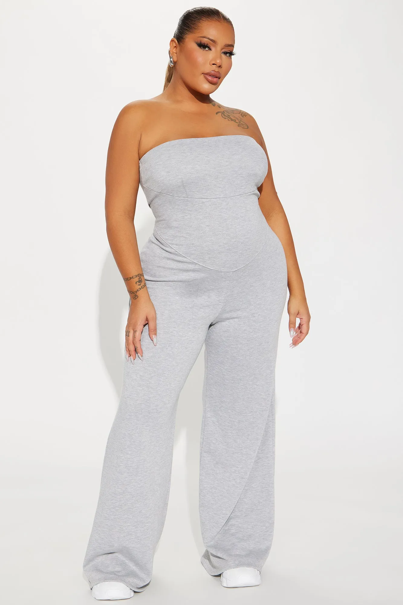 Leave This Town Jumpsuit - Heather Grey