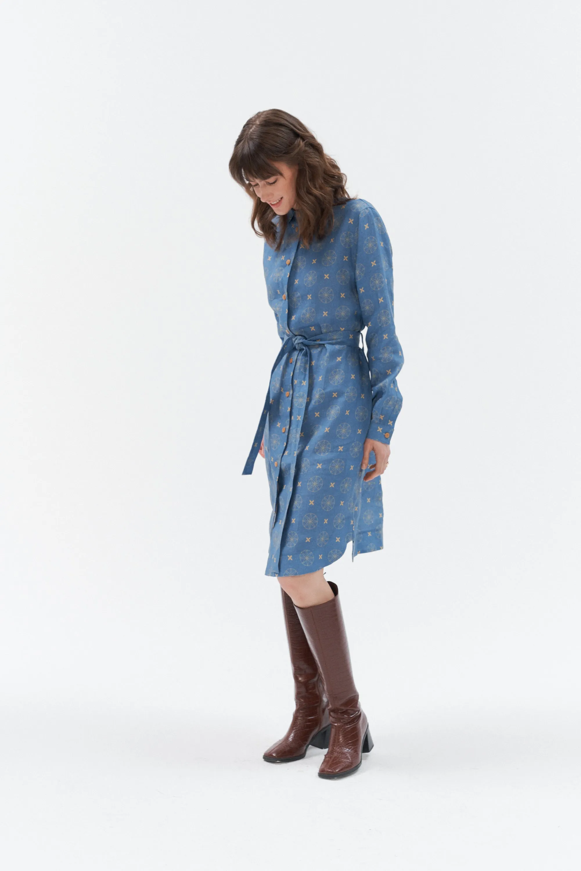 Long sleeve midi linen dress “Rock star”