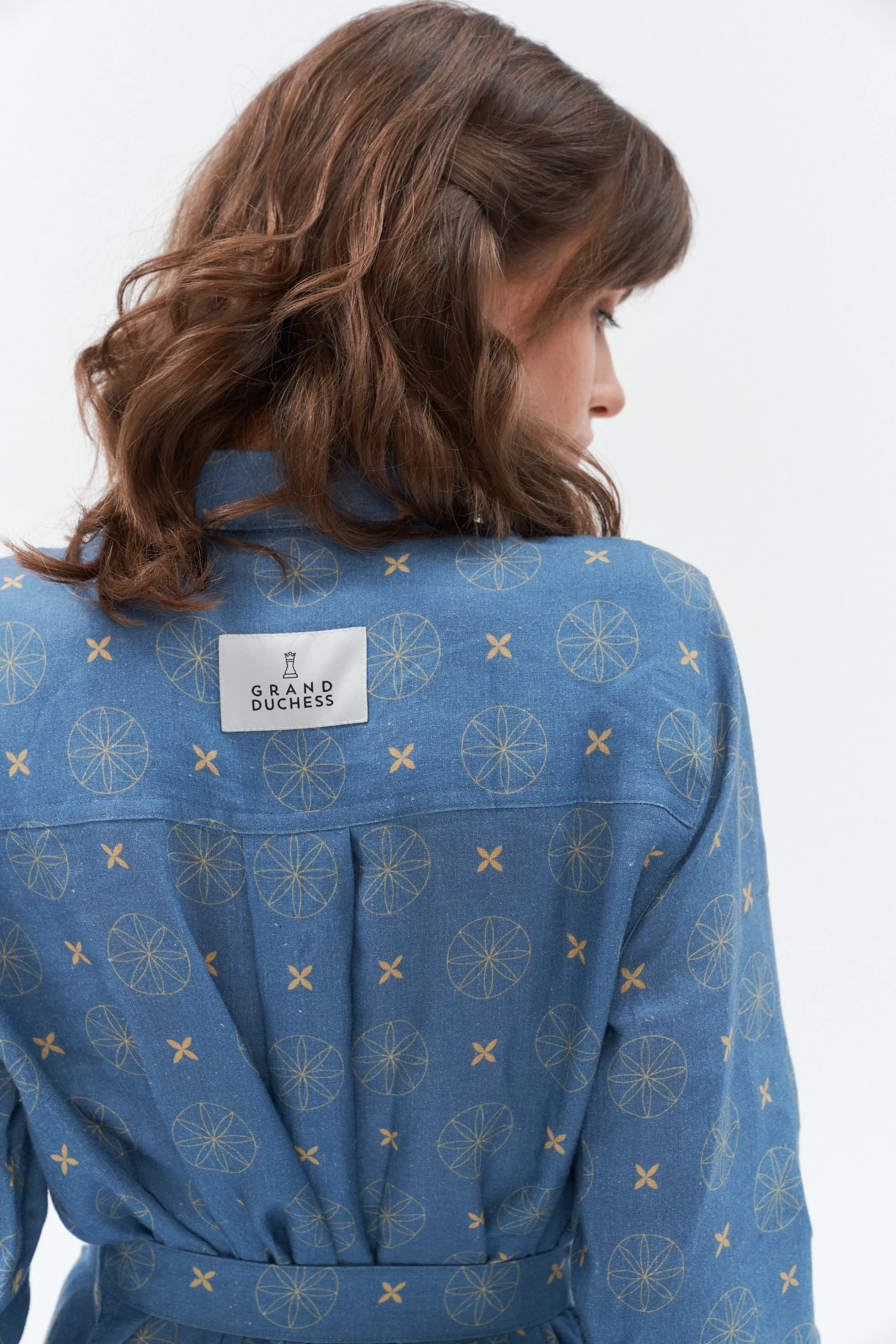Long sleeve midi linen dress “Rock star”