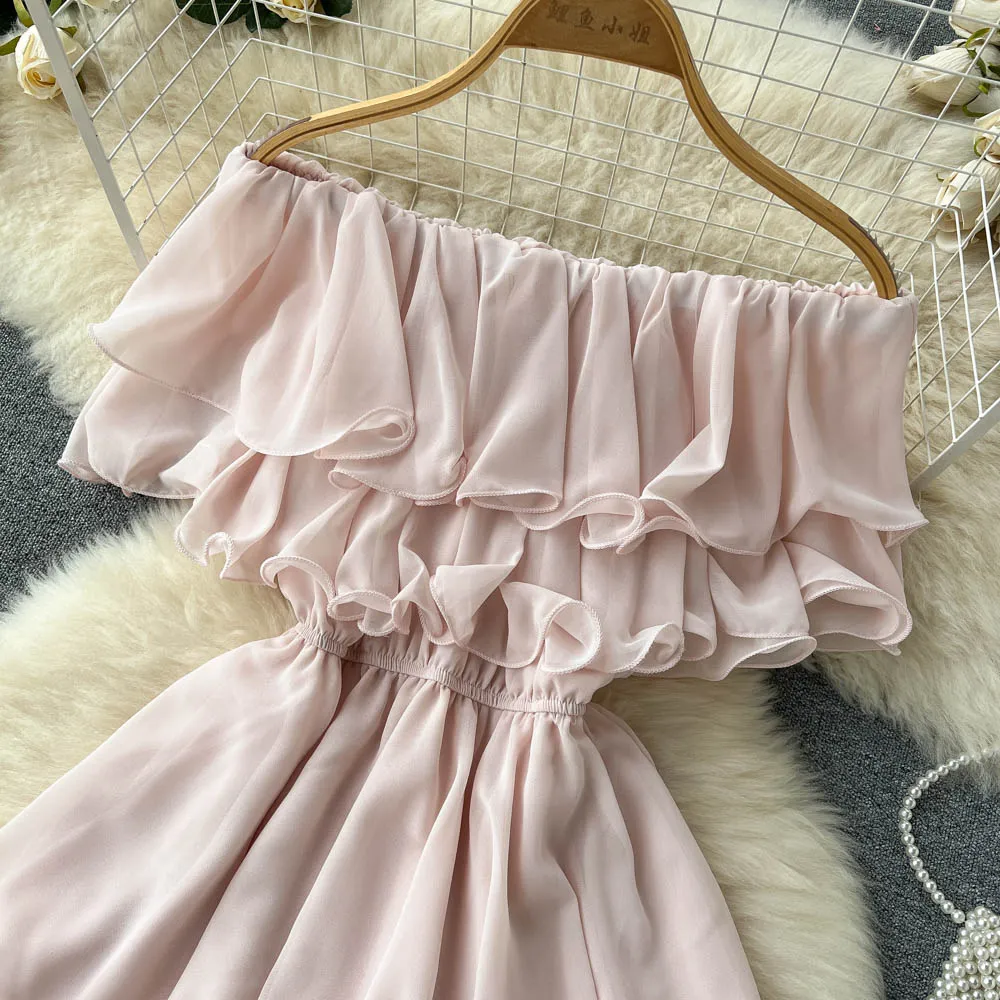 Lovely Chiffon A-line Off The Shoulder Dresses, Fashion Girl Dresses    S4415