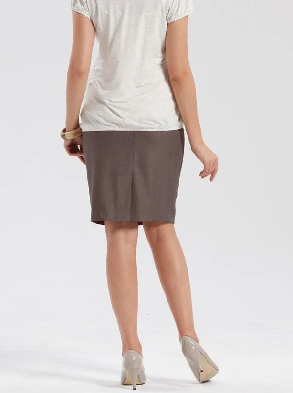 Maternity Skirt in Classic Straight Cut - Taupe