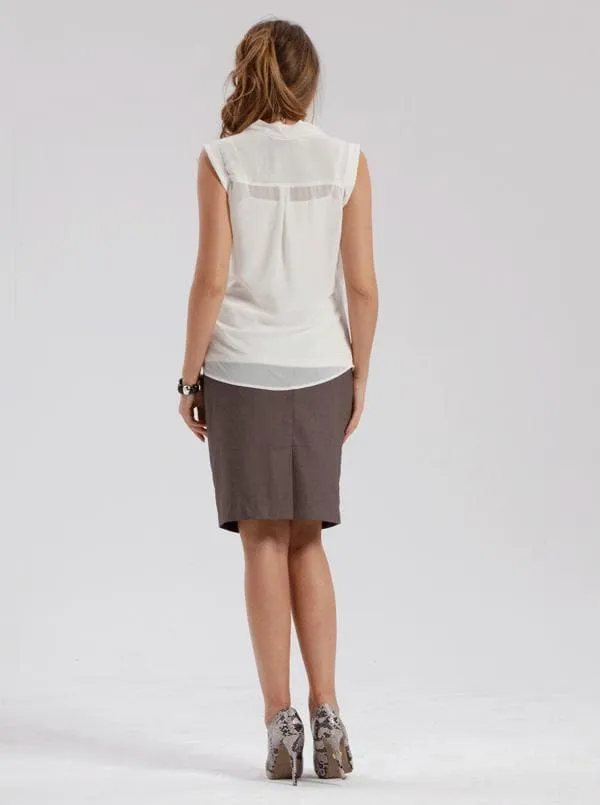 Maternity Skirt in Classic Straight Cut - Taupe
