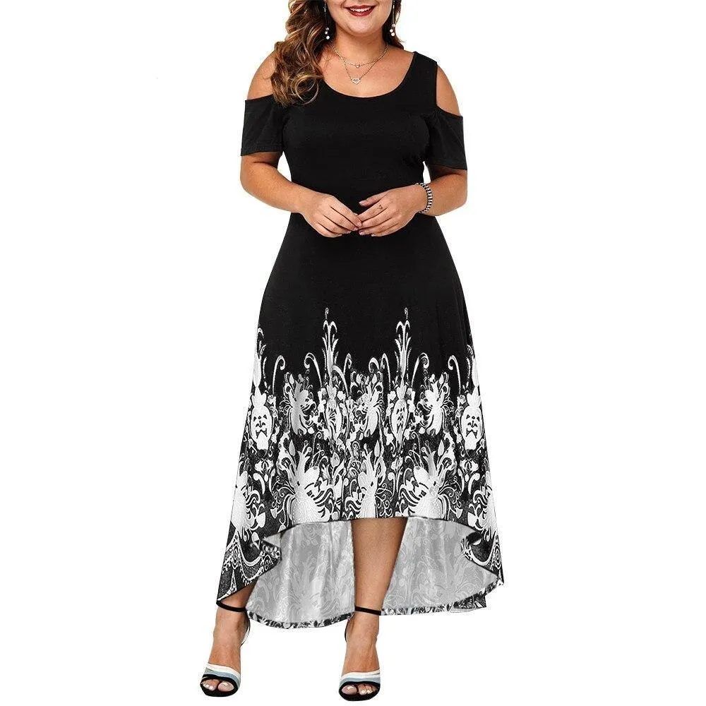 Maxi Dress Short Sleeve Floral Printed Elegant