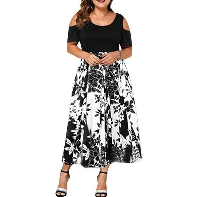 Maxi Dress Short Sleeve Floral Printed Elegant