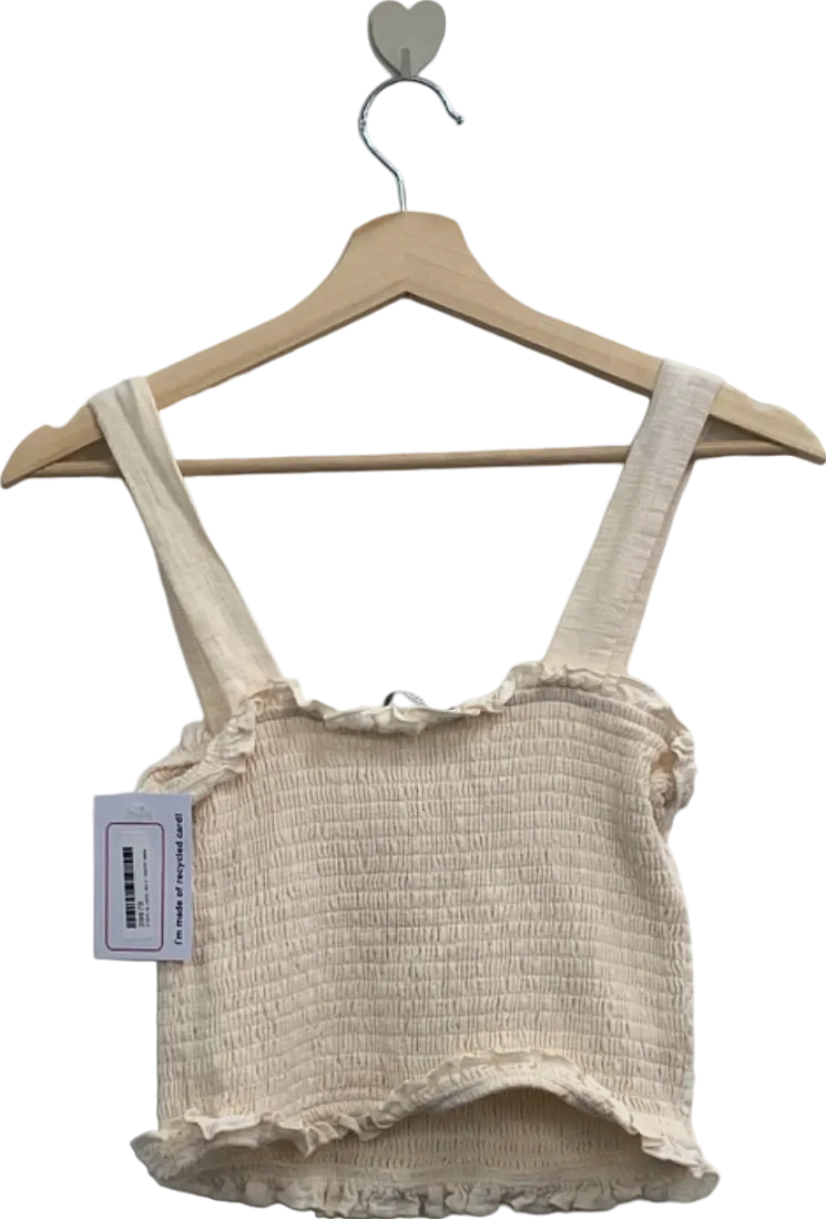 Michelle Keegan Cream Smocked Crop Top UK 10