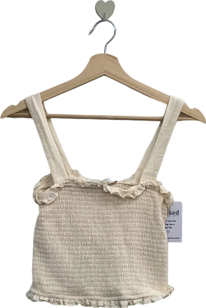 Michelle Keegan Cream Smocked Crop Top UK 10